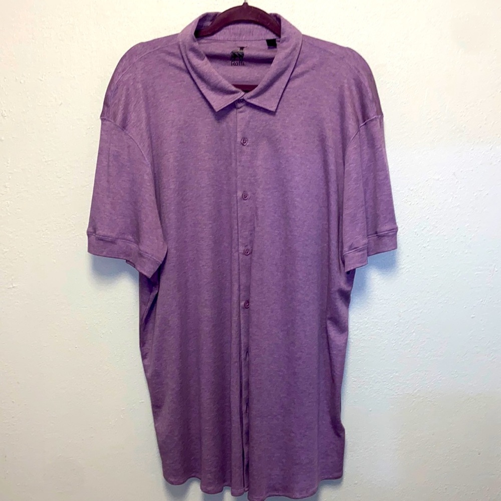 Raffi Big and Tall Purple Short Sleeve Button Down Casual Golf Shirt 4913